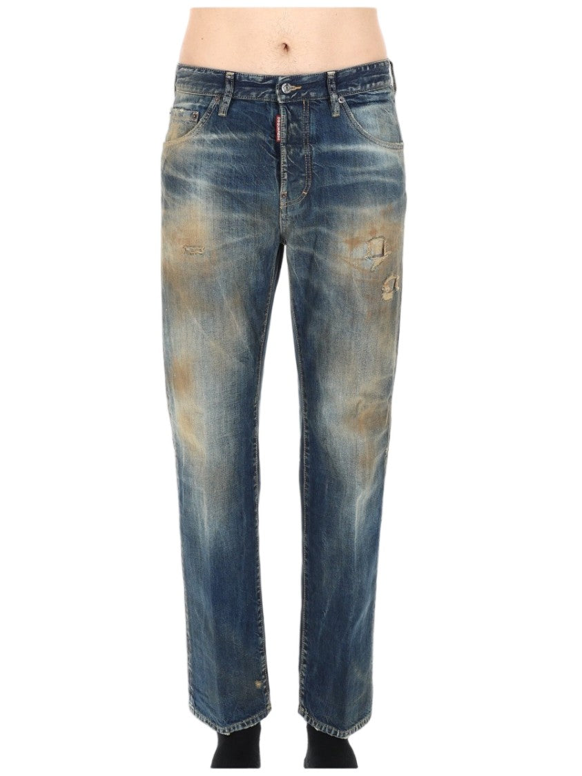 Dsquared2 Distressed Straight-Leg Cotton Jeans