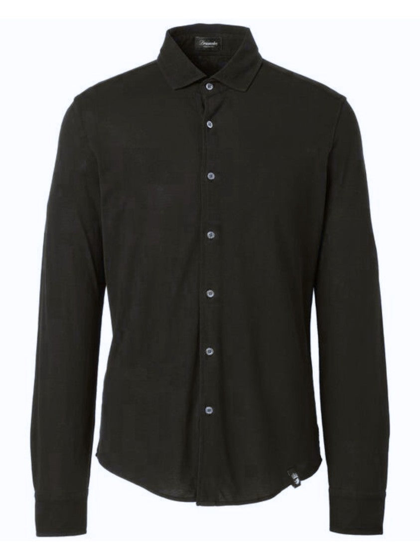 Drumohr Long-Sleeved Black Cotton Shirt