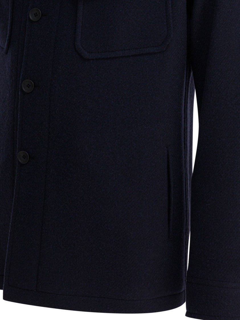 Tagliatore Textured Black Wool Blend Coat