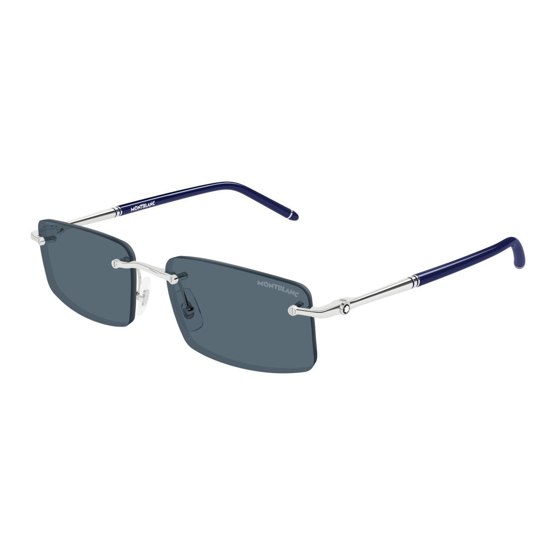 Montblanc Rimless Rectangular Sunglasses With Metallic Silver Temples
