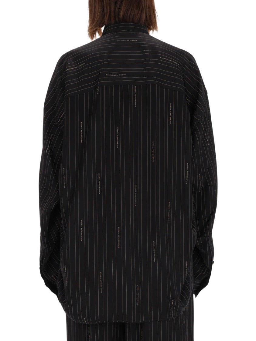 Balenciaga Cocoon Pinstriped Viscose Shirt