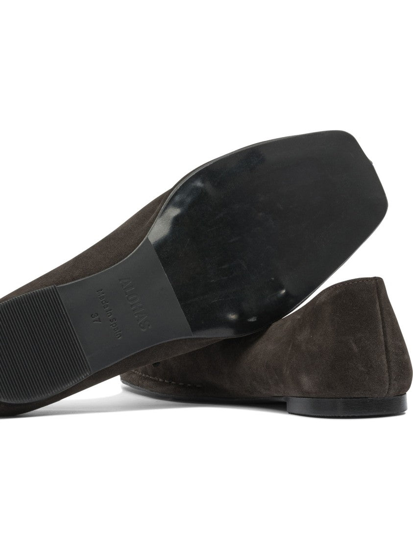 Alohas Sway Suede Coffee Brown Leather Ballet Flats