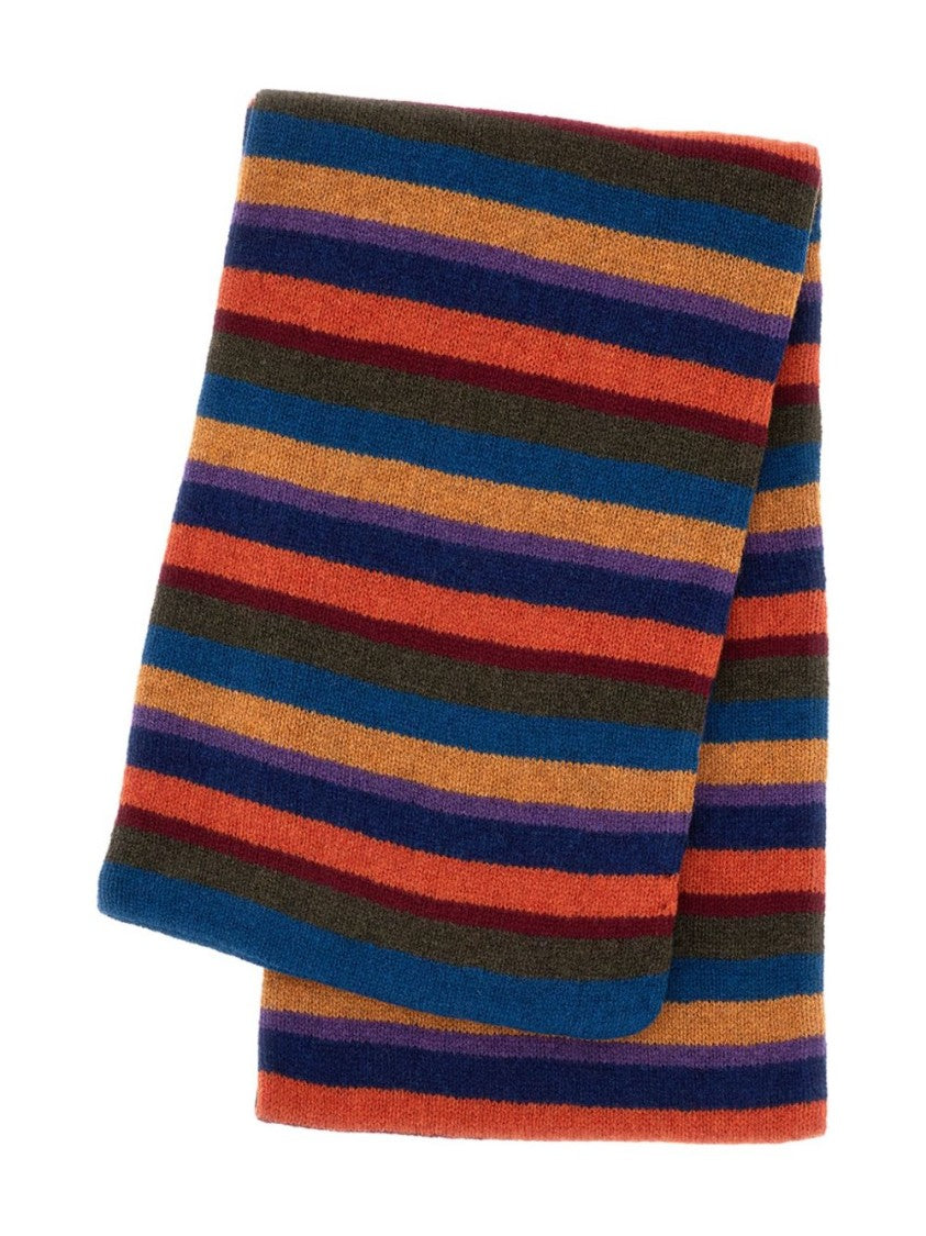 Paul Smith Bordeaux Horizontal Striped Wool Scarf