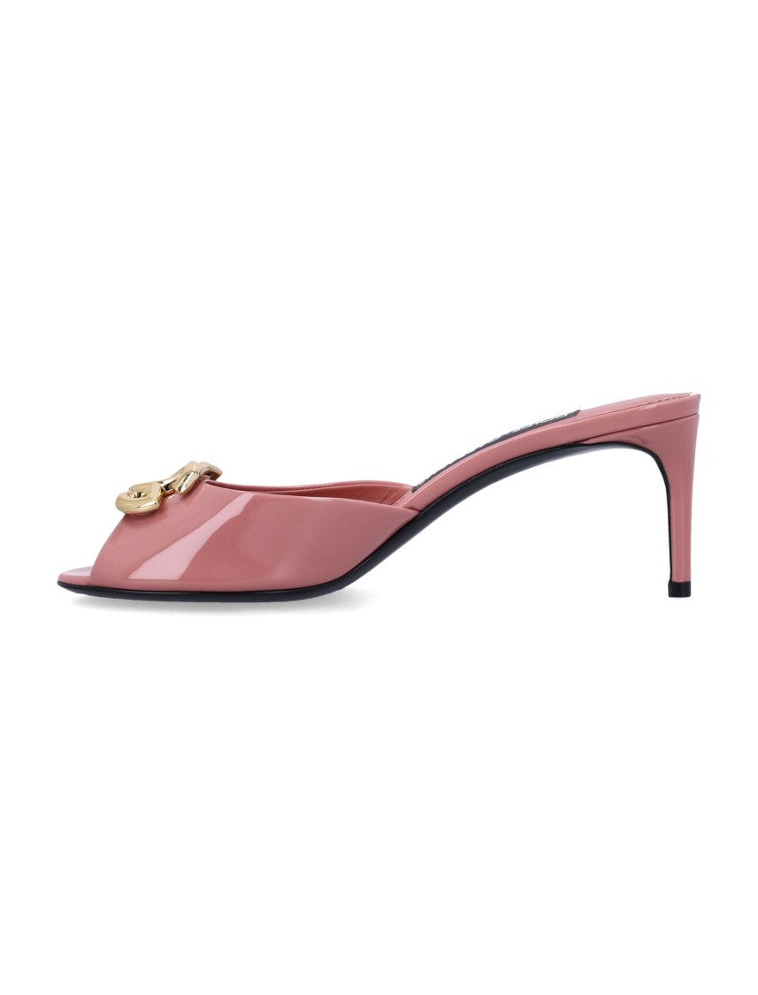 Dolce & Gabbana Polished Pink Mules With Round Open Toe