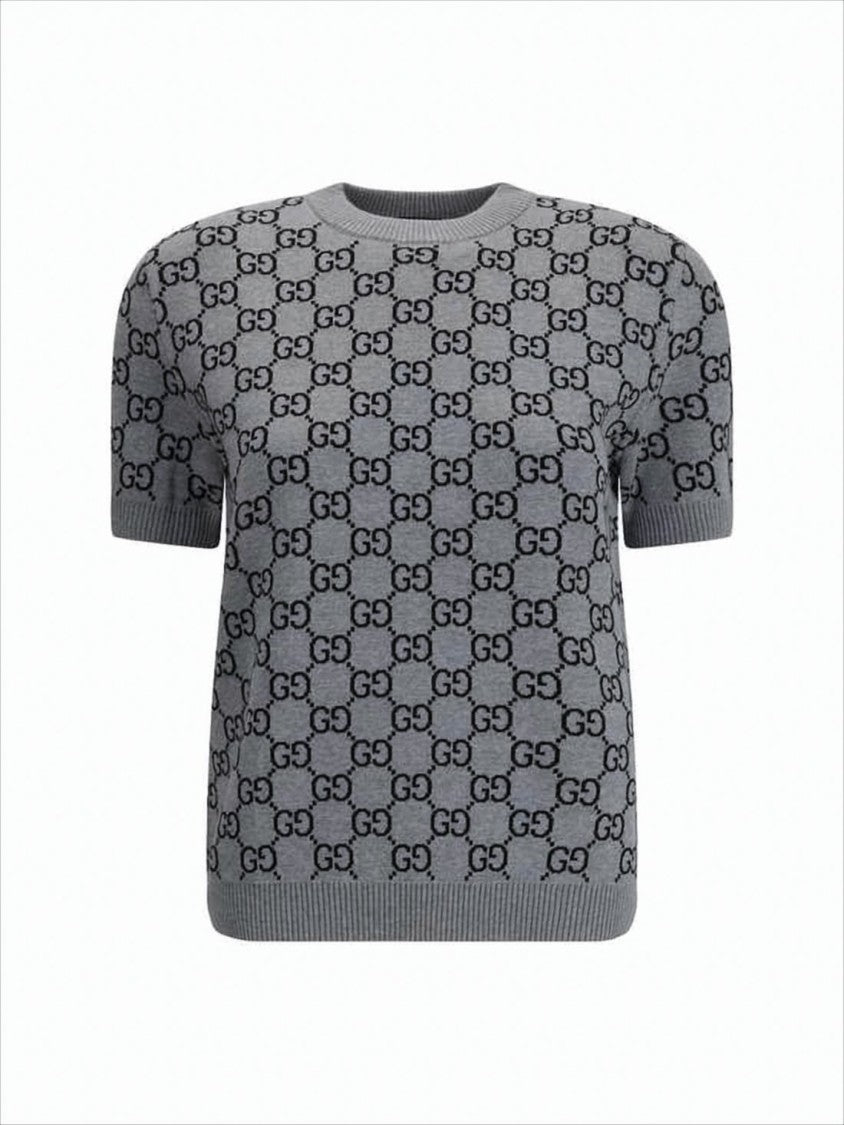 Gucci Short-Sleeved Knit Top With Geometric Pattern