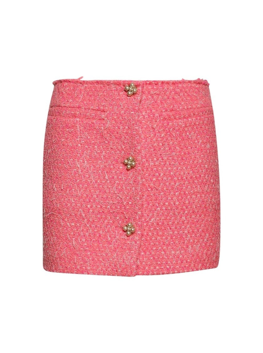 Vetements Deconstructed Tweed Skirt Hot Pink