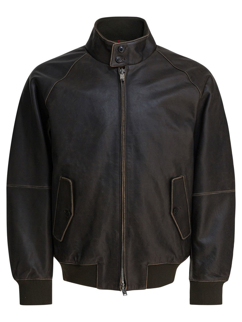 Baracuta Leather G9 Bomber Jacket With Classic Silhouette