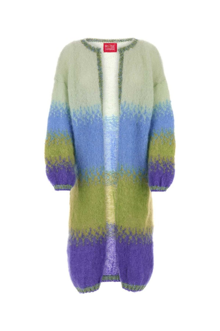 Rose Carmine Multicolor Mohair Blend Cardigan