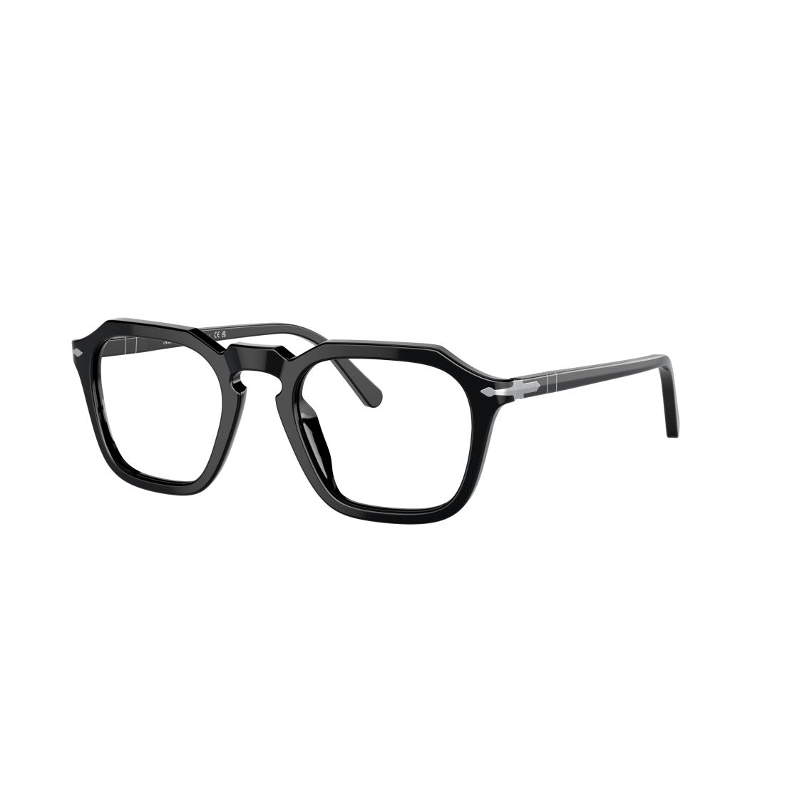 Persol 0Po3292v Geometric Black Acetate Eyeglasses With Keyhole Bridge