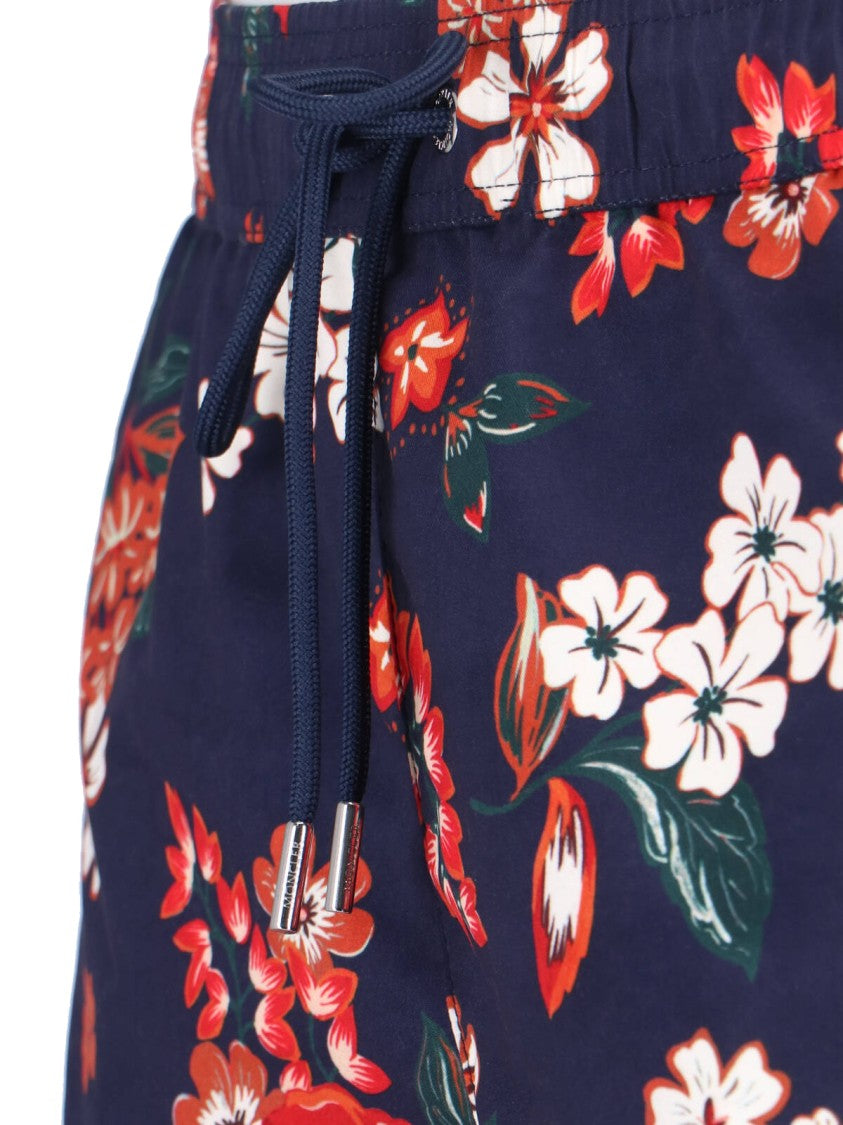 Moncler Blue All-Over Floral Pattern Swim Shorts