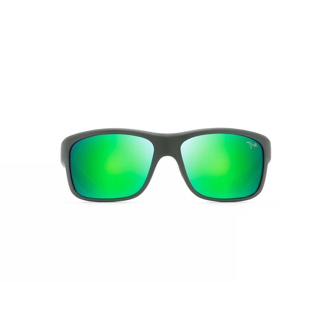 Maui Jim Southern Cross Rectangular Matte Finish Sunglasses With Reflective Green Lenses