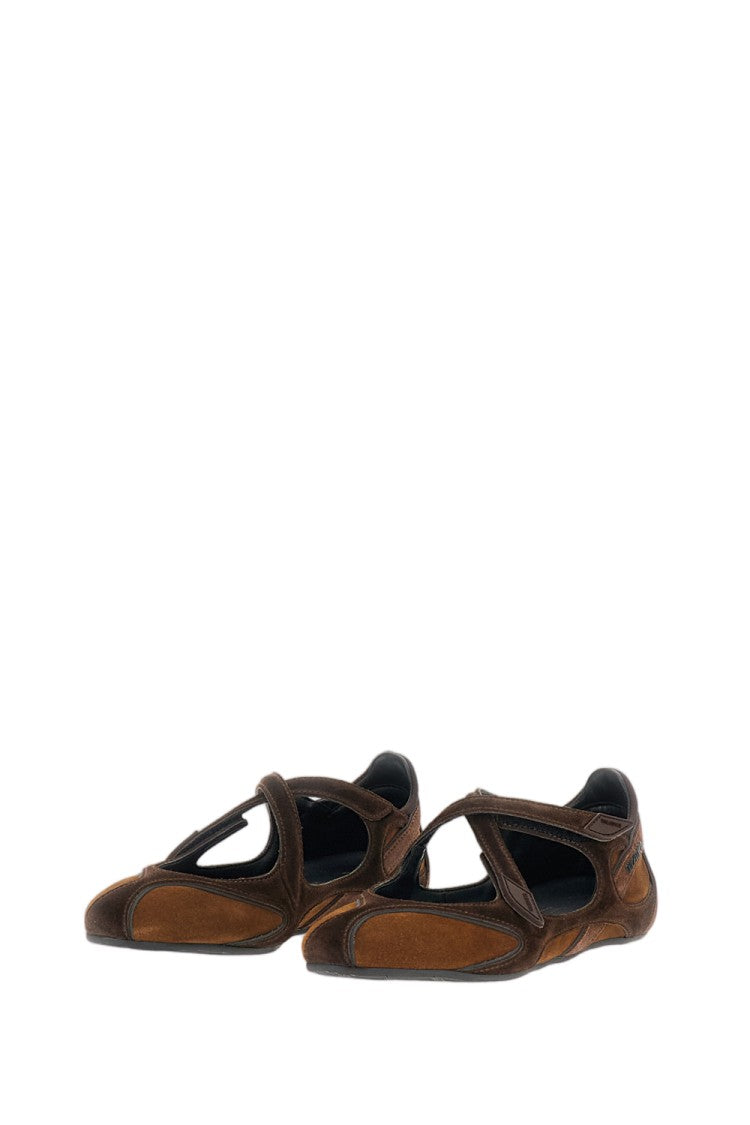 The Attico Brown Suede Floor01 Velcro Flats