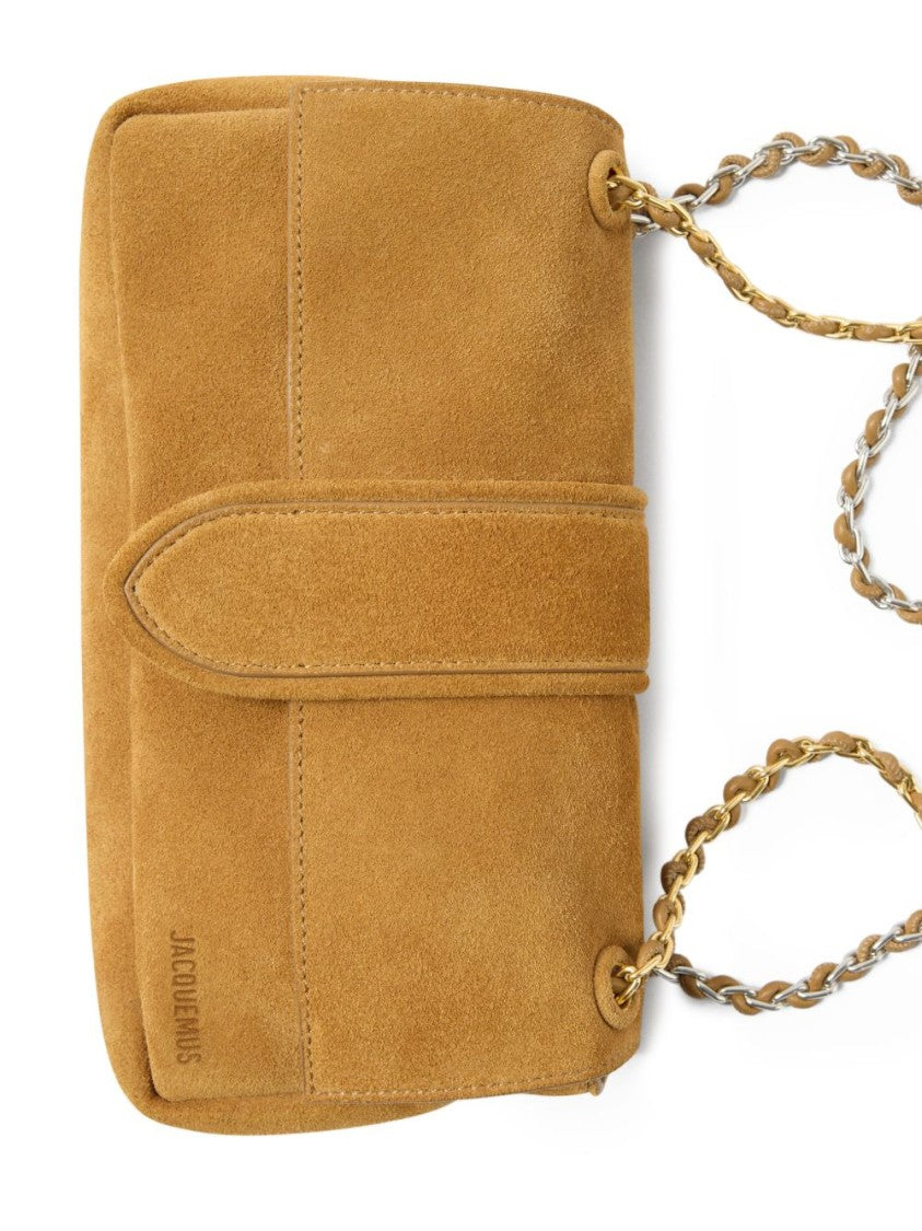 Jacquemus Camel Brown Suede Interwoven Chain Bag
