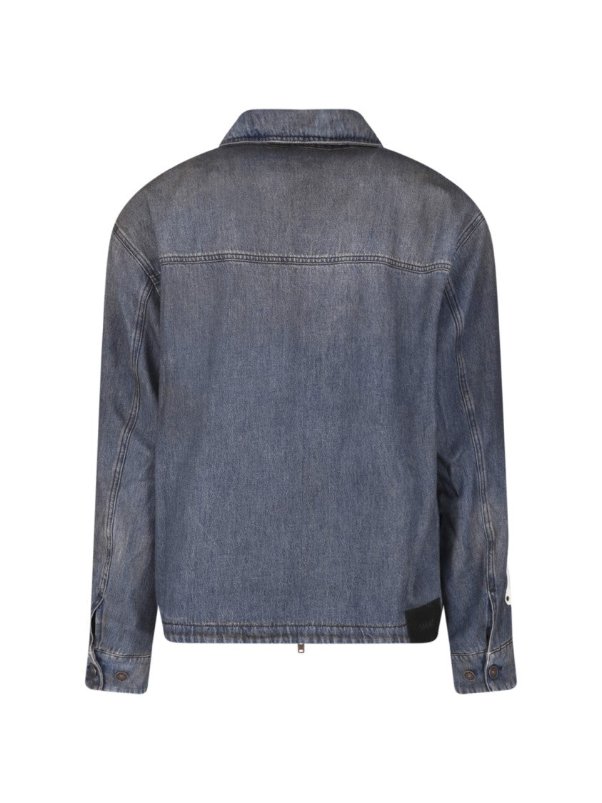 Amiri Gray Cotton Bones Denim Jacket