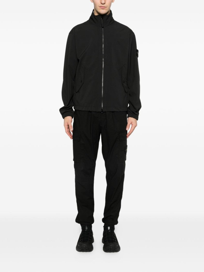 Stone Island Black Jacket With High Collar