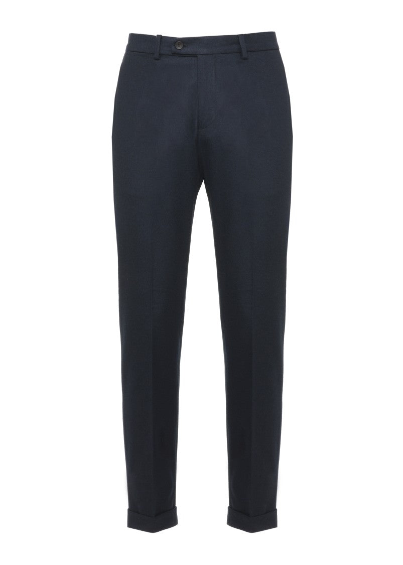 Devore Blue Tailored Wool Straight-Leg Pants