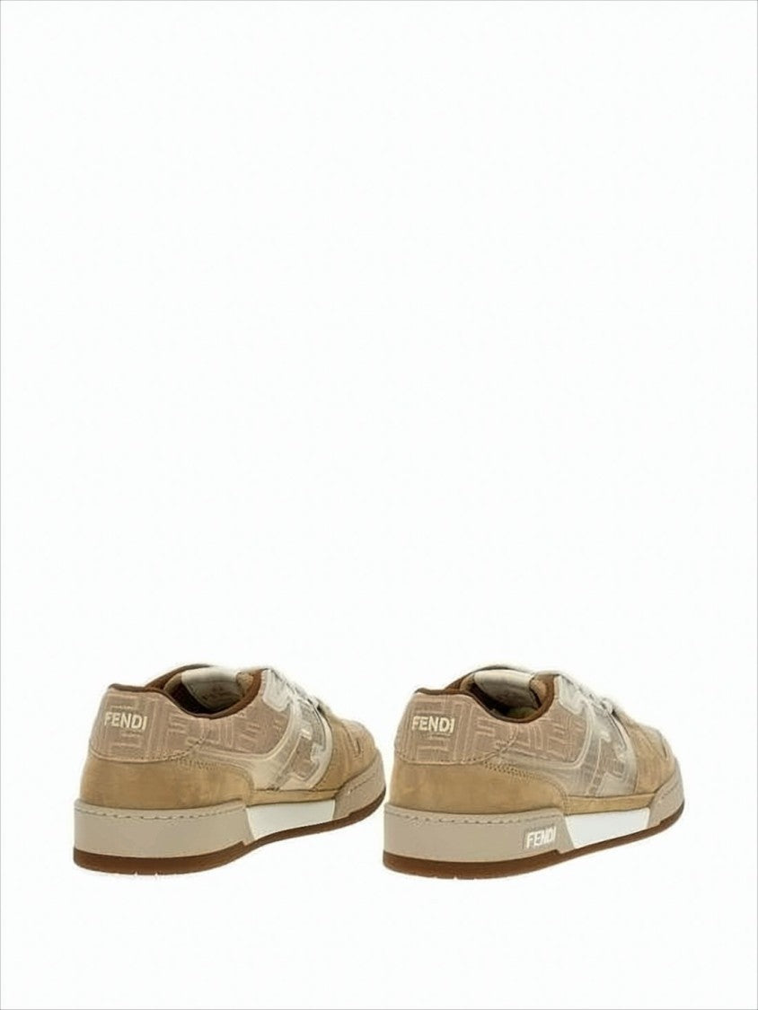 Fendi Low-Top Sneakers With Monogram Pattern And Suede Overlay