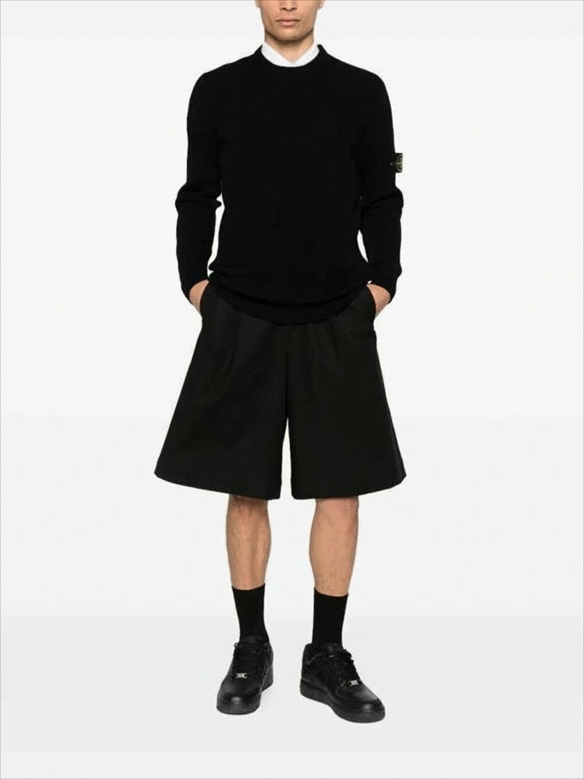 Stone Island Crew Neck Wool Sweater With Compass Logo Patch