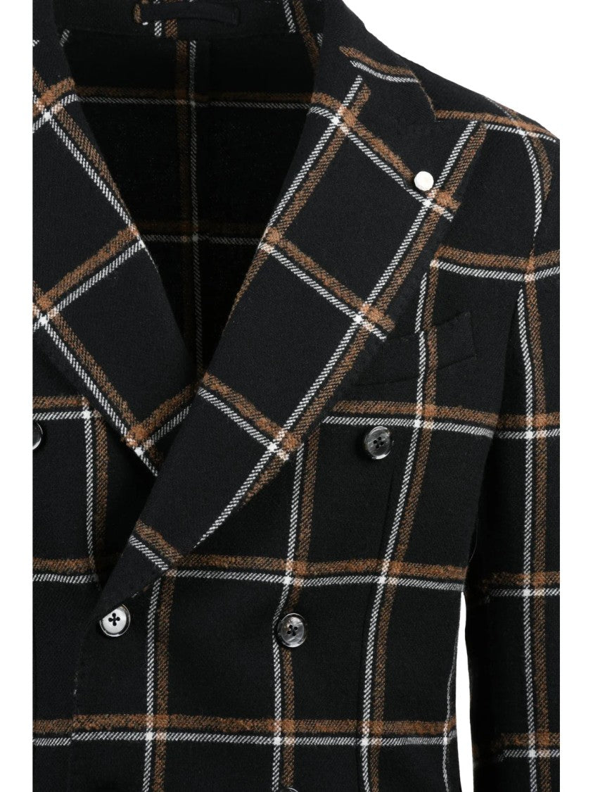 Luigi Bianchi Double-Breasted Jacket With Check Pattern And Tailored Fit