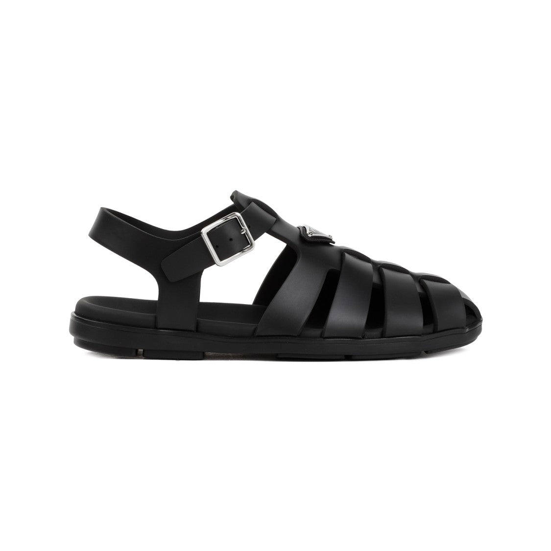 Prada Black Rubber Sandals With Tech Straps And Buckle Closure