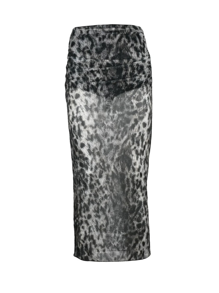 Aniye By Brushed Midi Skirt With Elastic Waistband In Vibrant Multicolor Animal Print