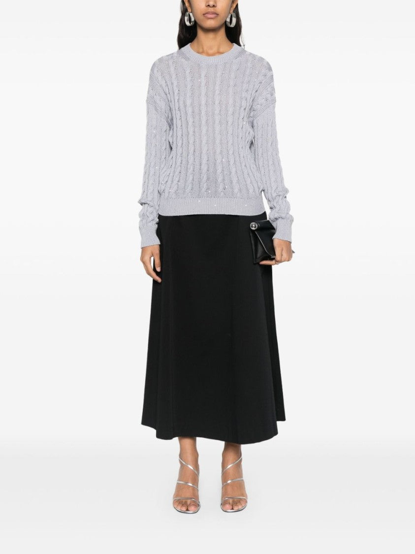 Peserico Sequined Clear Mesh Sweater With Crew Neck