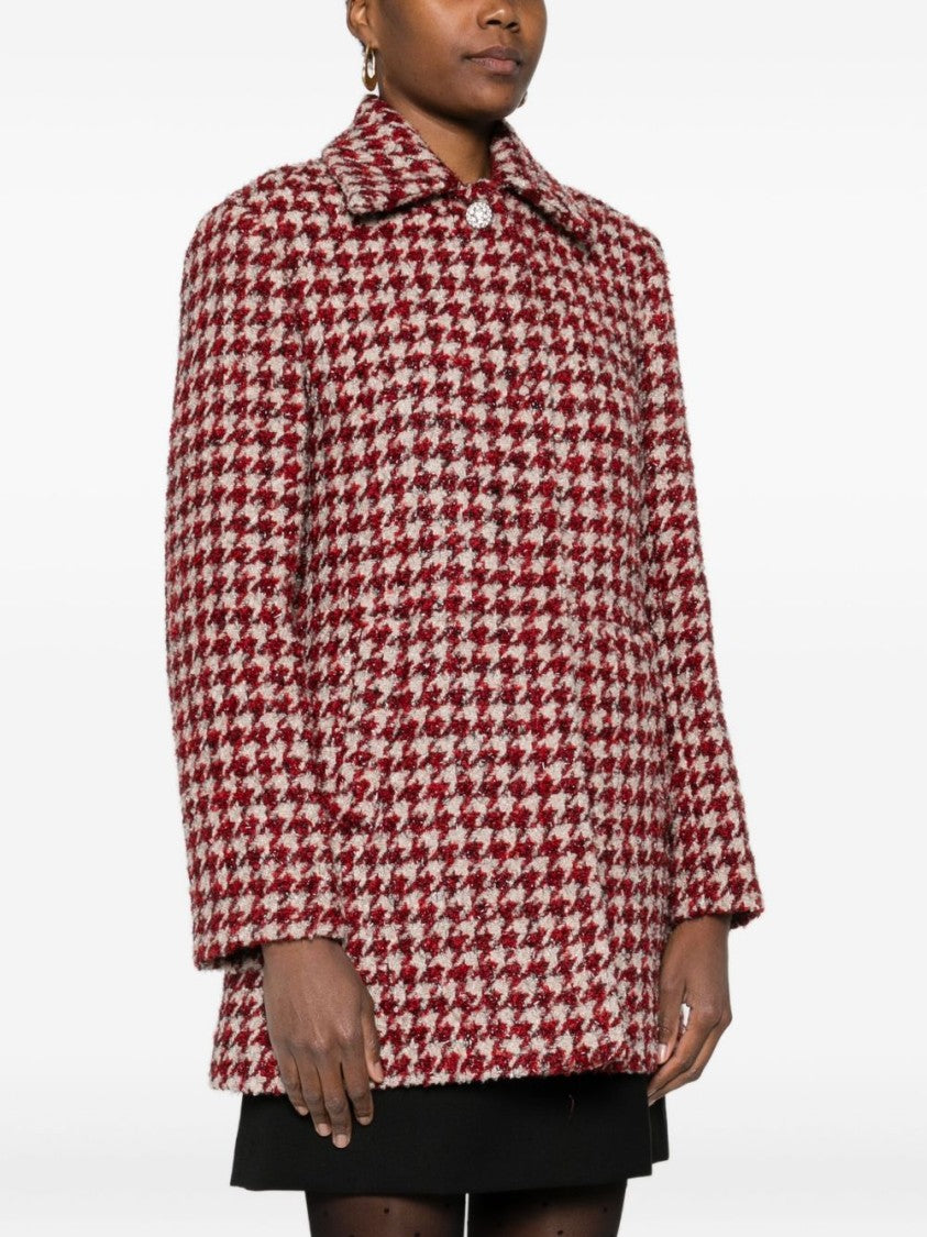 Liu Jo Houndstooth Patterned Beige Coat