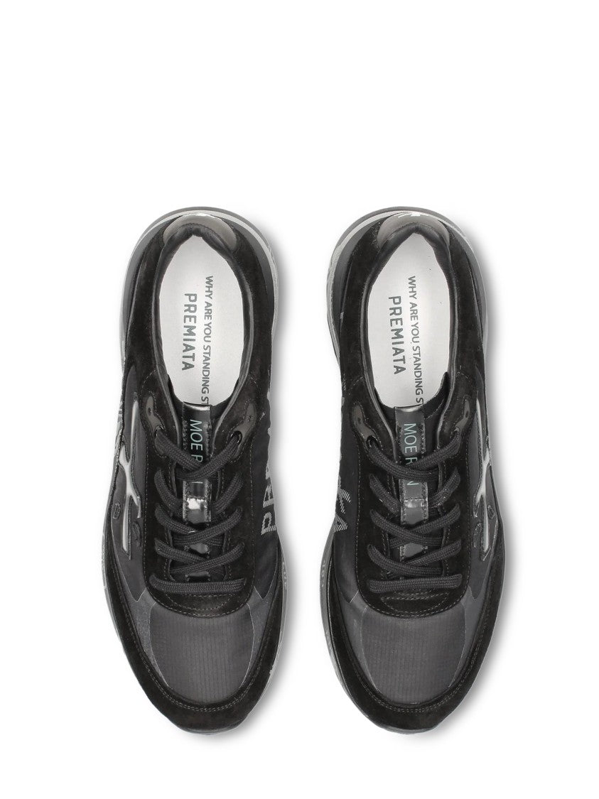 Premiata Low-Profile Sneakers With Calf Leather Overlays