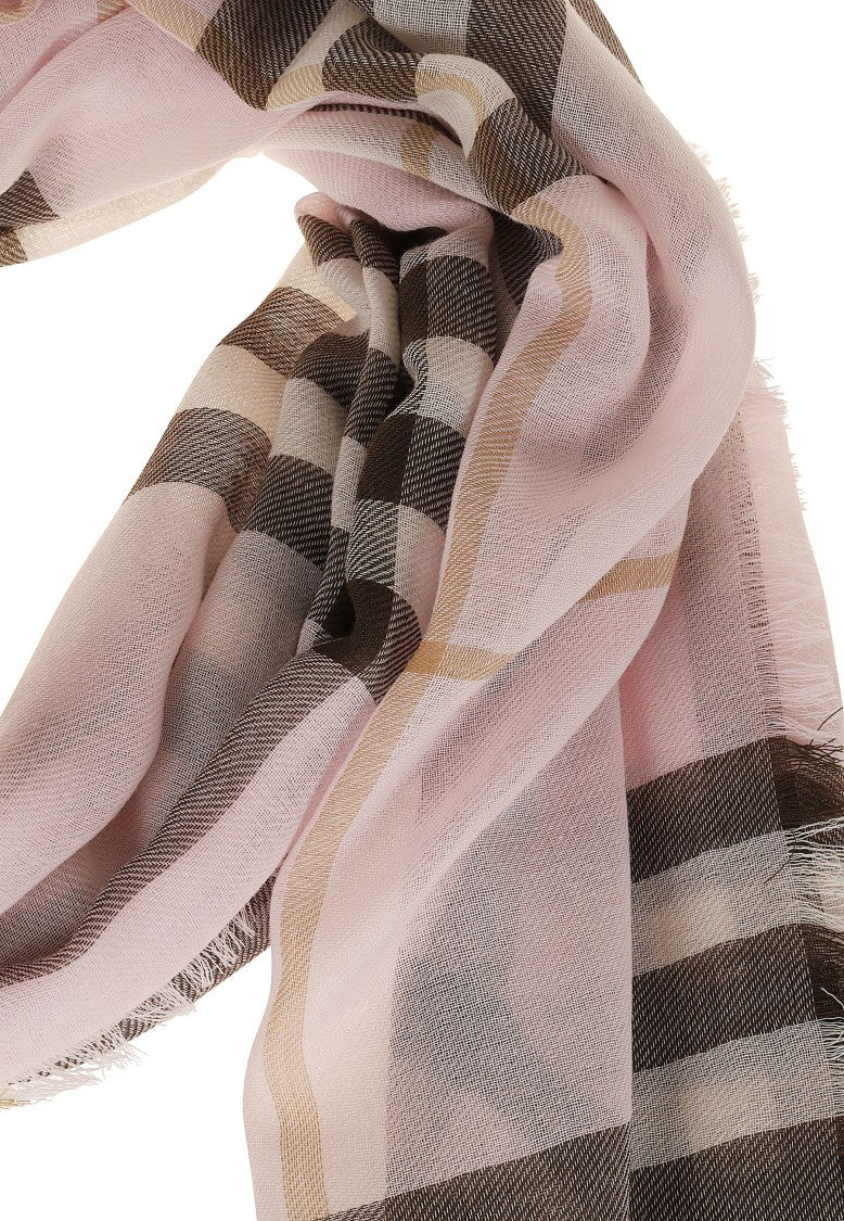Burberry Checkered Muslin Wool Scarf