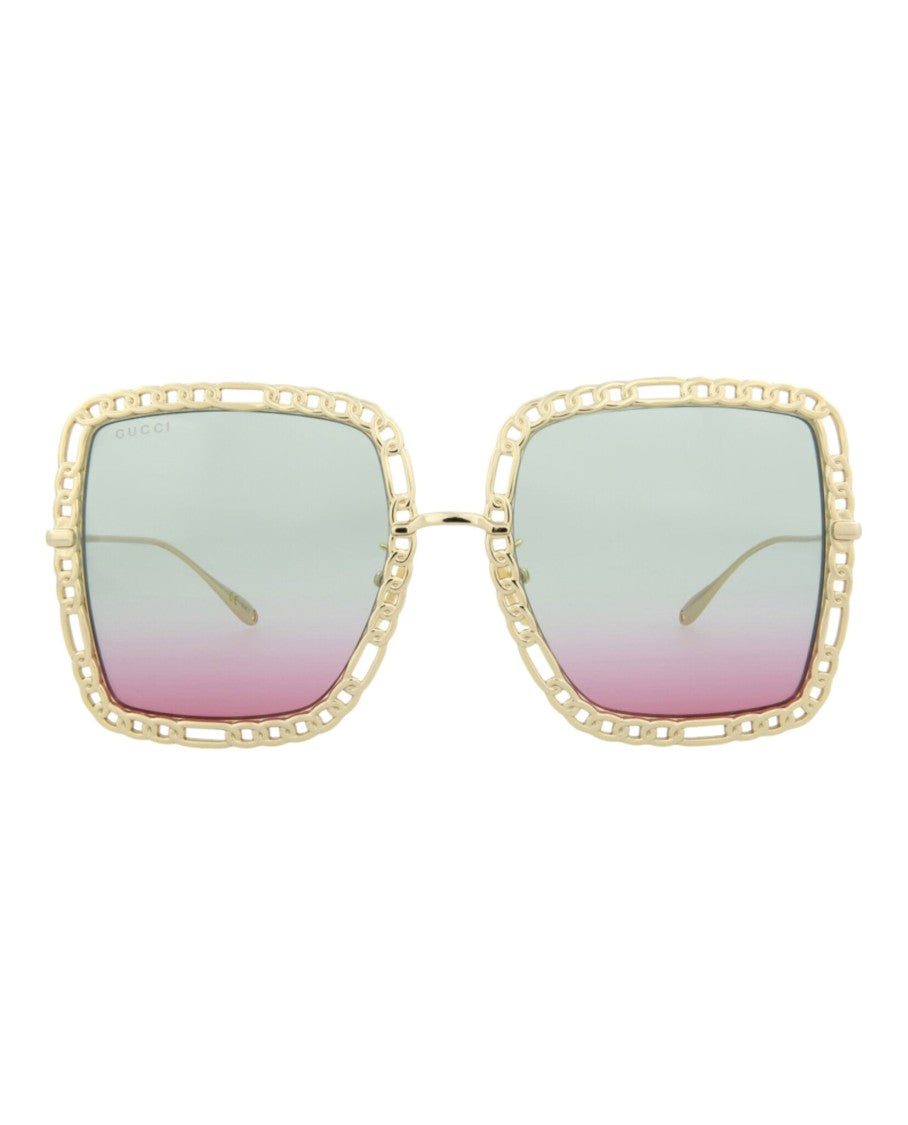 Gucci Square-Frame Metal Sunglasses