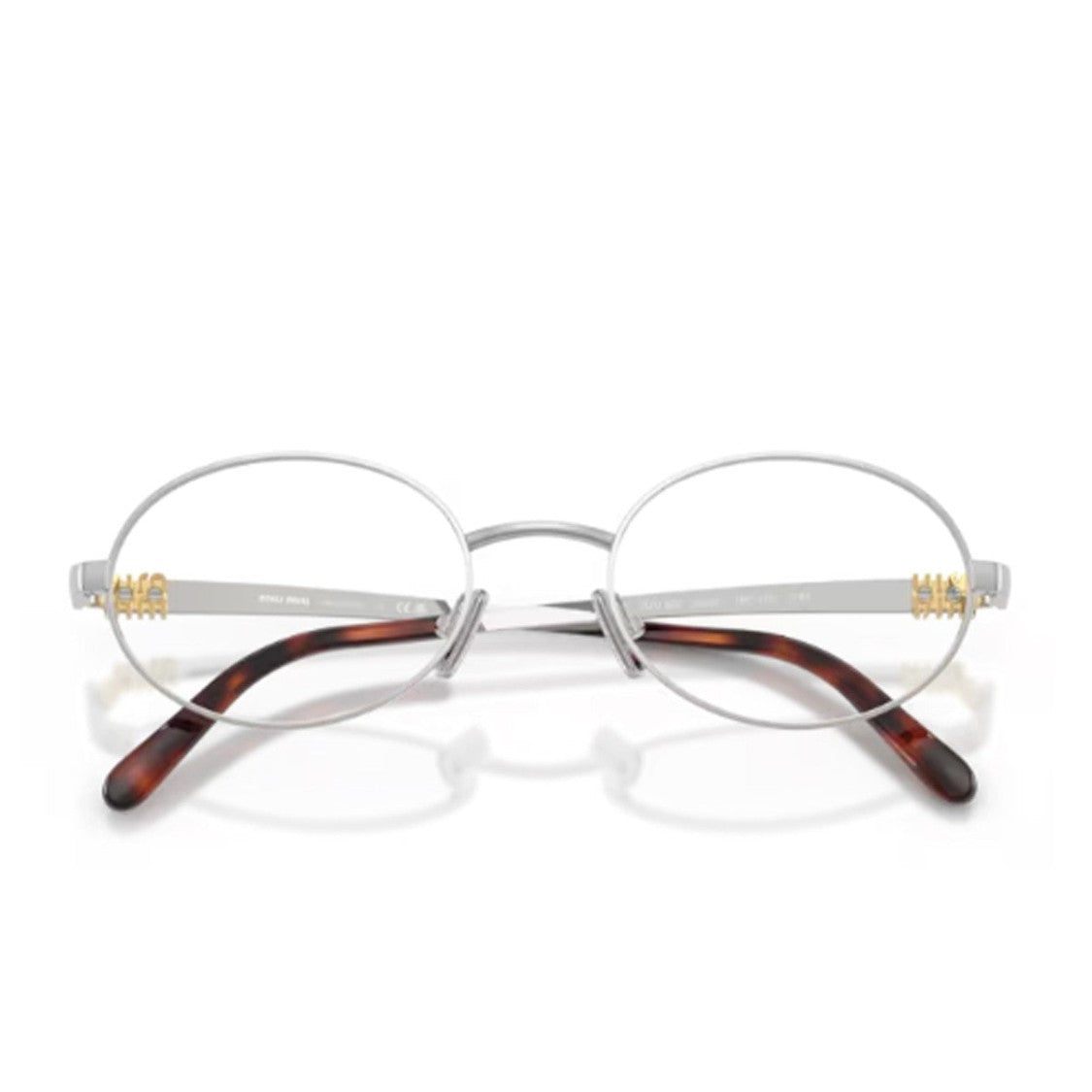 Miu Miu Silver Metal Minimalist Oval Sunglasses