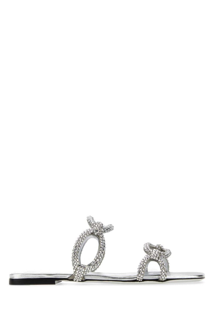 Valentino Garavani Silver Rhinestones Valentino Garavani Chain 1967 Slippers