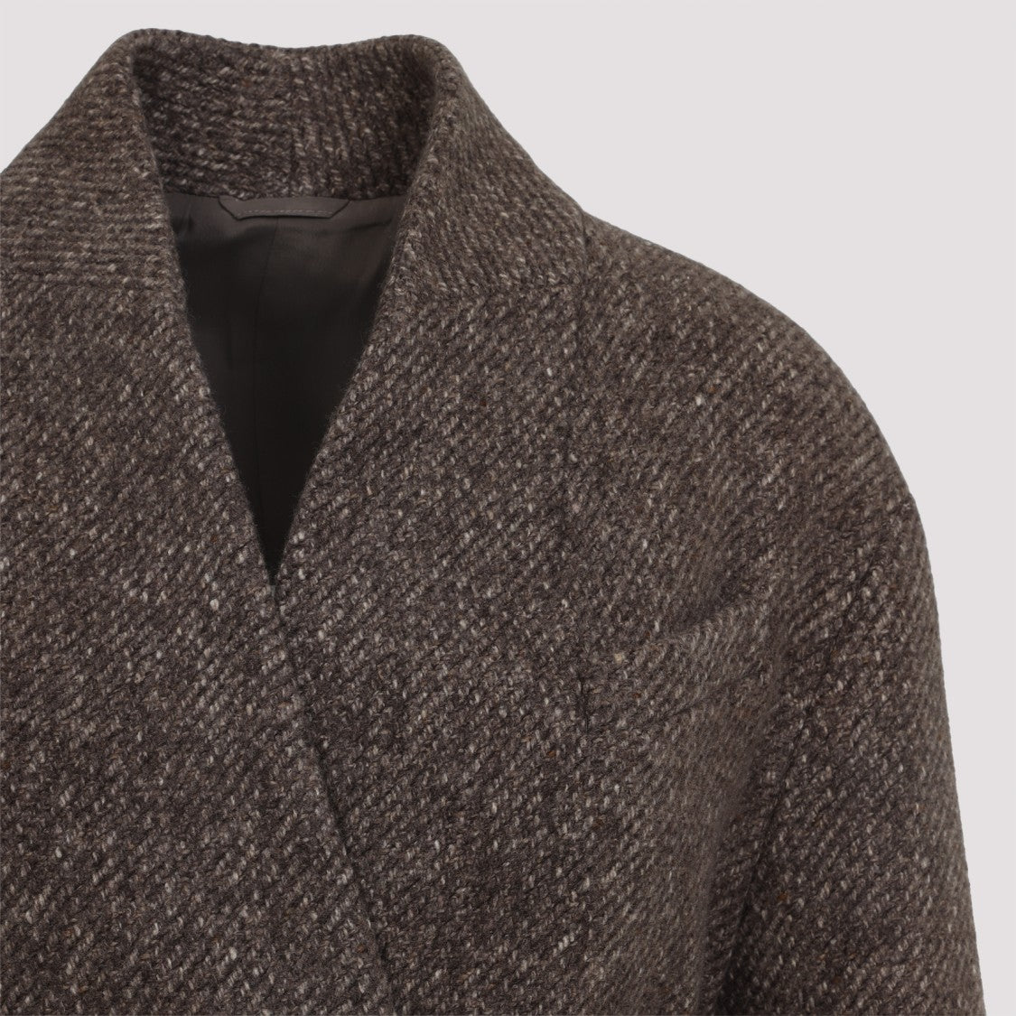 Brunello Cucinelli Brown Herringbone Wool And Cashmere Coat