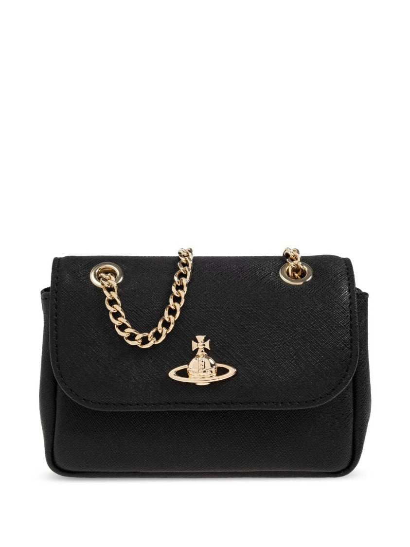 Vivienne Westwood Black Calf Leather Chain Strap Wallet