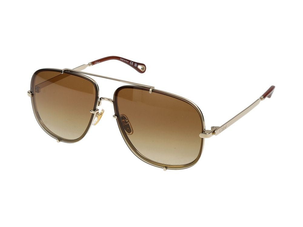 Chloé Gold Ch0348s Metal Large Square Sunglasses