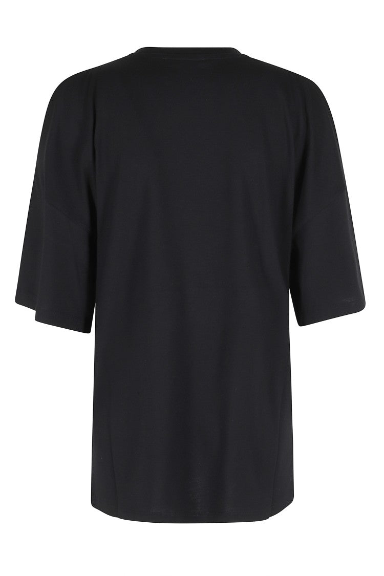 Coperni Black Open Shoulder Ribbed-Trim Cotton-Blend T-Shirt