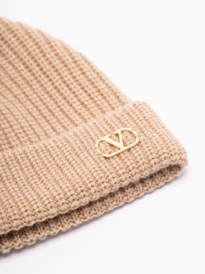 Valentino Garavani Metal `Vlogo` Cachemire Knitted Beanie