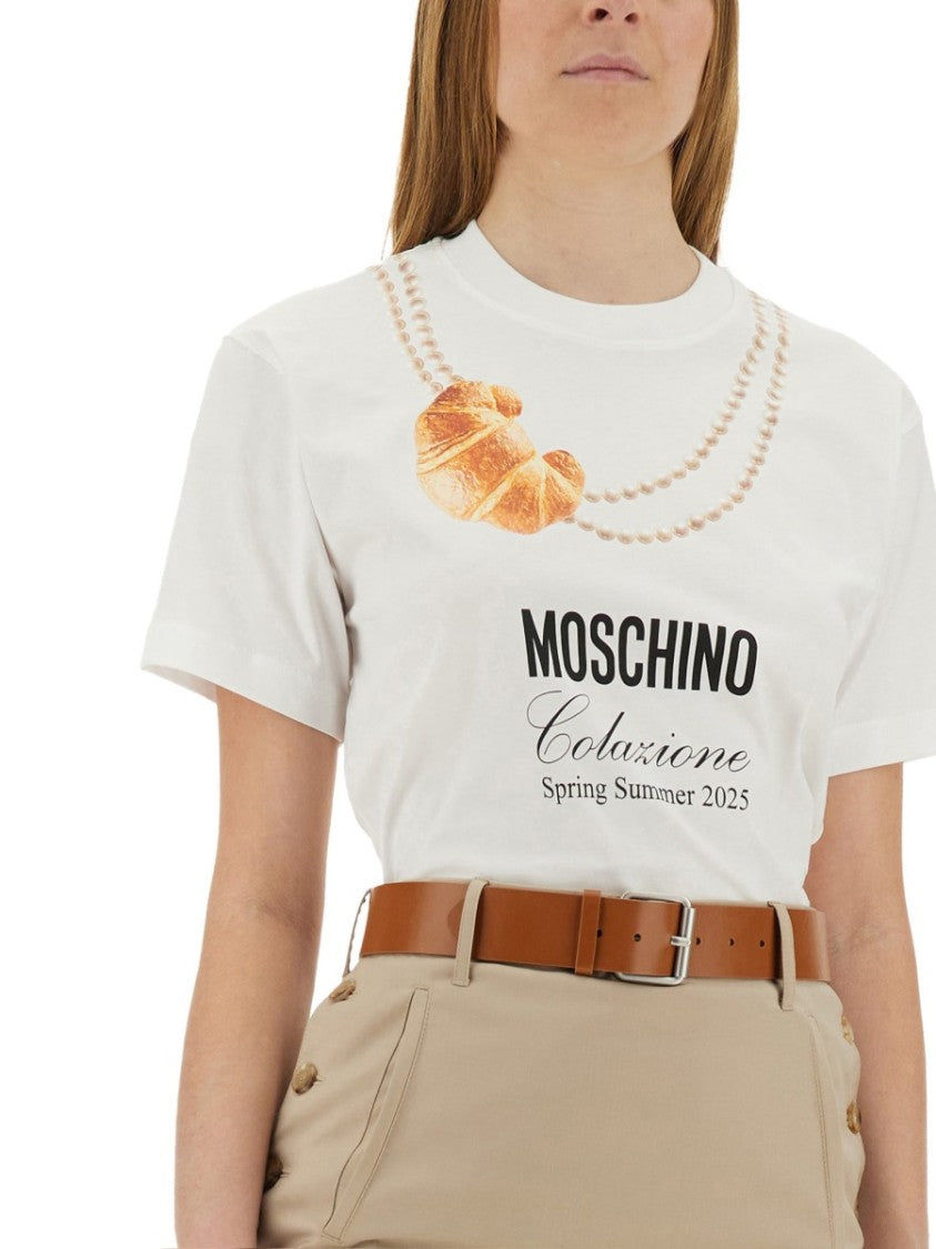 Moschino "Breakfast" Logo Print T-Shirt