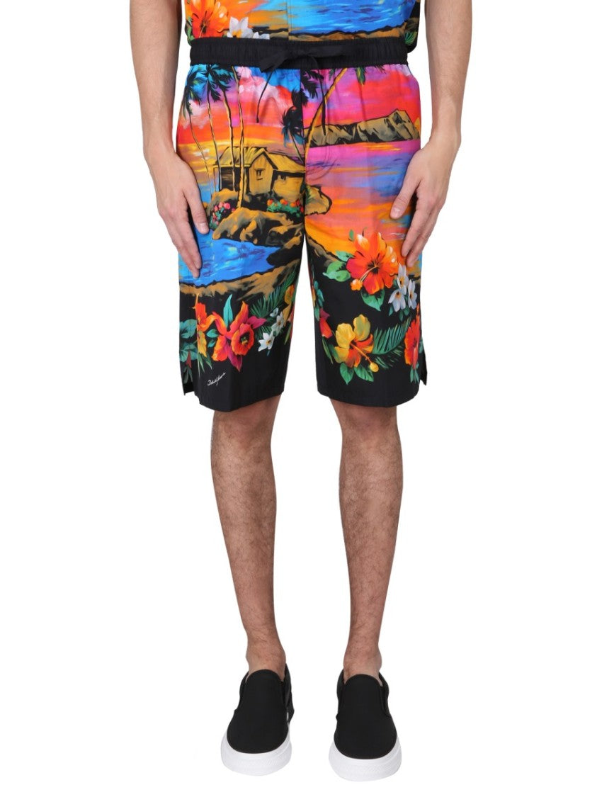 Dolce & Gabbana Bermuda Shorts With Sunset Print