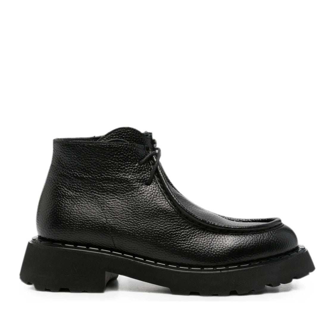 Sergio Moretti Black Textured Leather Lace-Up Boots