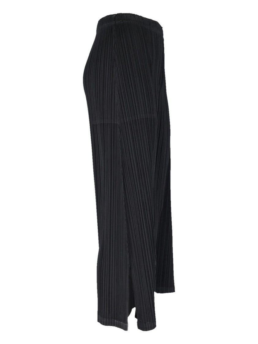 Pleats Please Wide-Leg Pleated Pants With Subtle Sheen