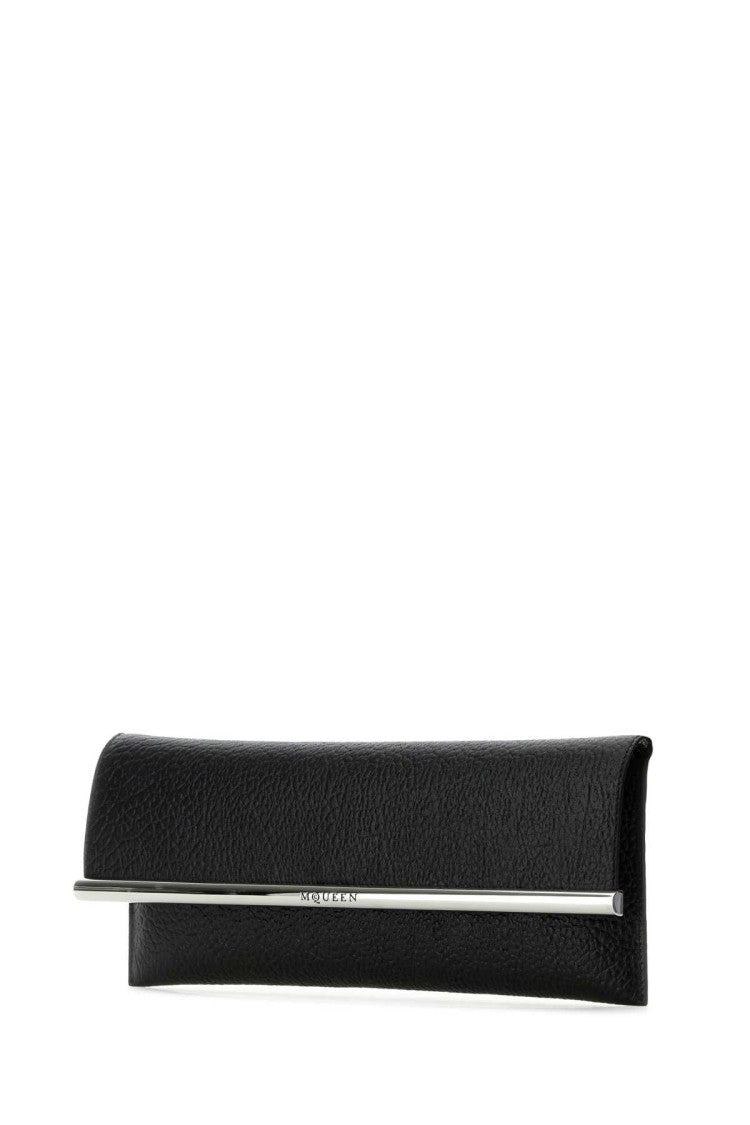 Alexander Mcqueen Black Leather Cross B-Long Clutch