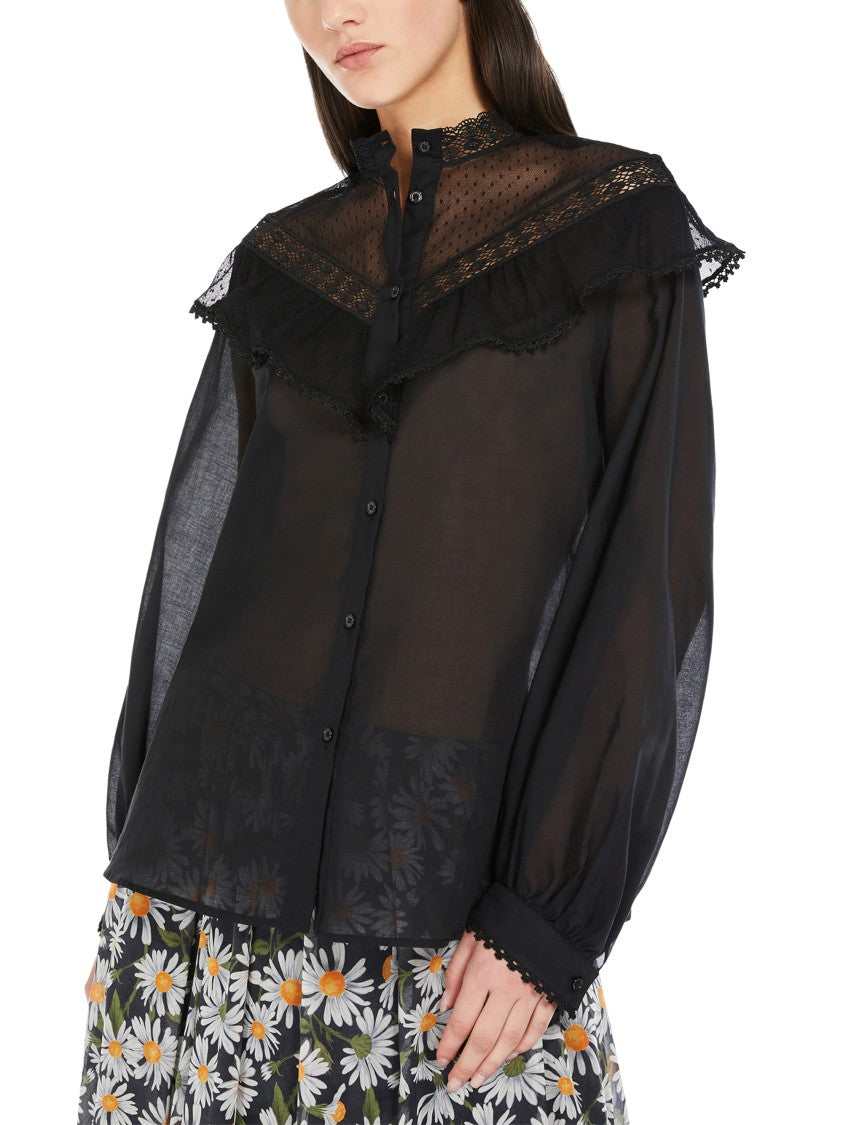 Max Mara High Neck Shirt With Lace Detailing