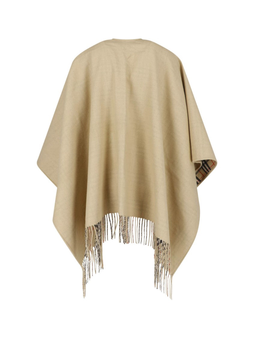 Burberry Poncho-Style Jacket With Classic Checkered Lining