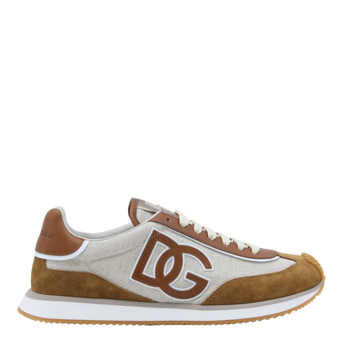 Dolce & Gabbana Brown Suede And Textured Fabric Sneakers
