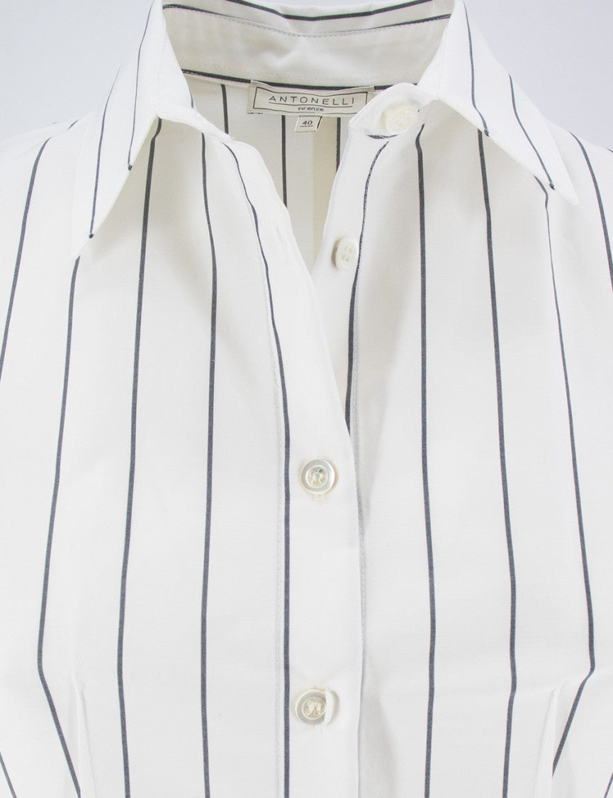 Antonelli Button-Fastening Striped Midi Dress With Short Sleeves