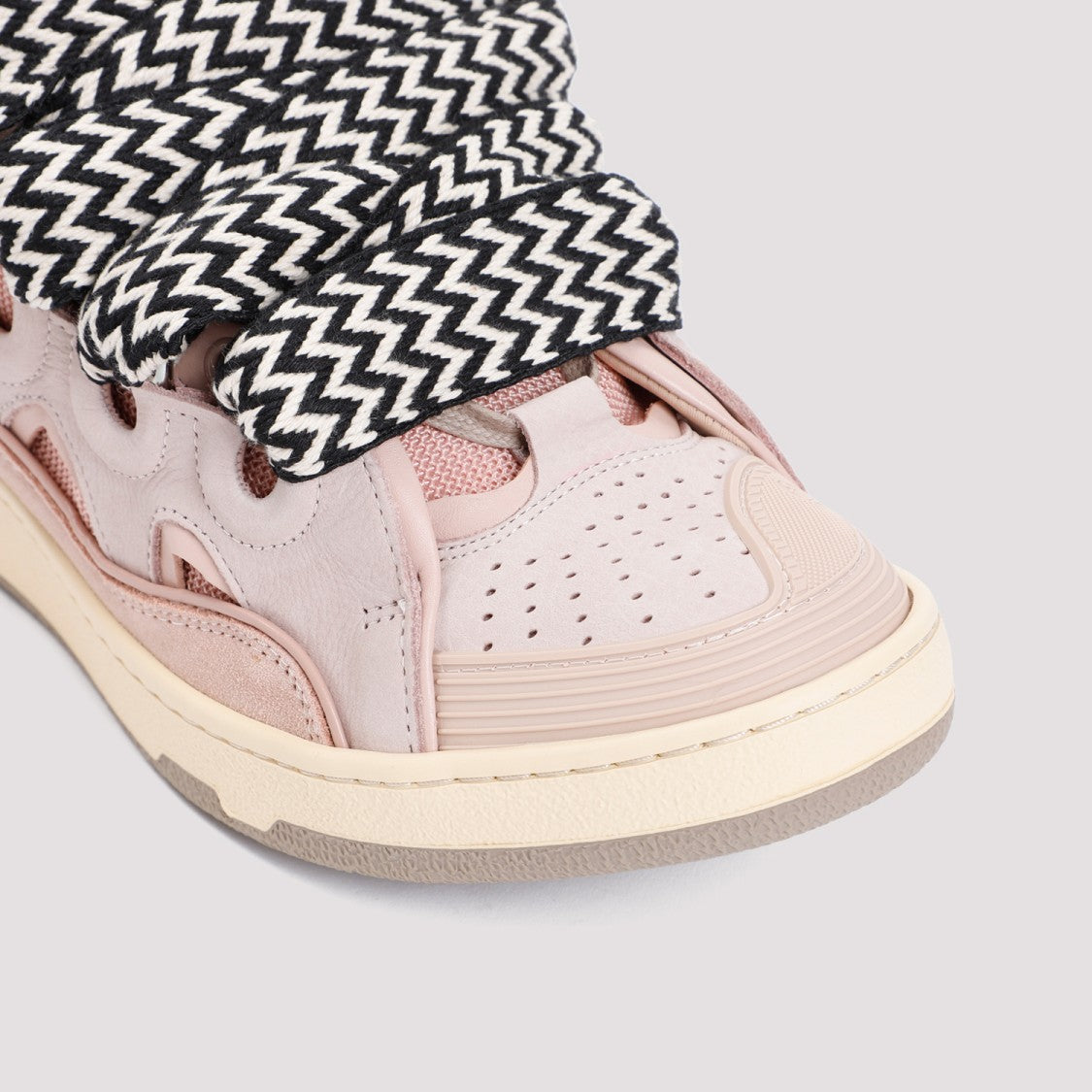 Lanvin Pink Suede Calf Leather Curb Sneakers