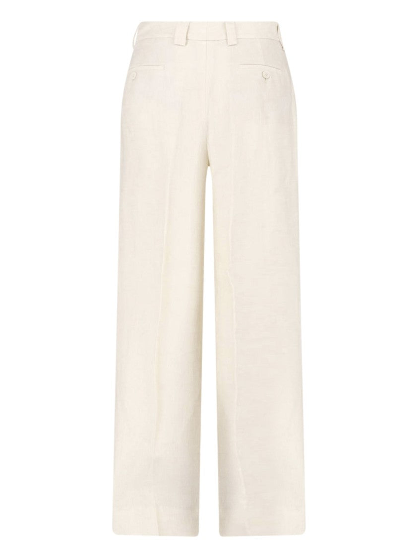 Incotex Cream Linen Straight-Leg Tailored Trousers