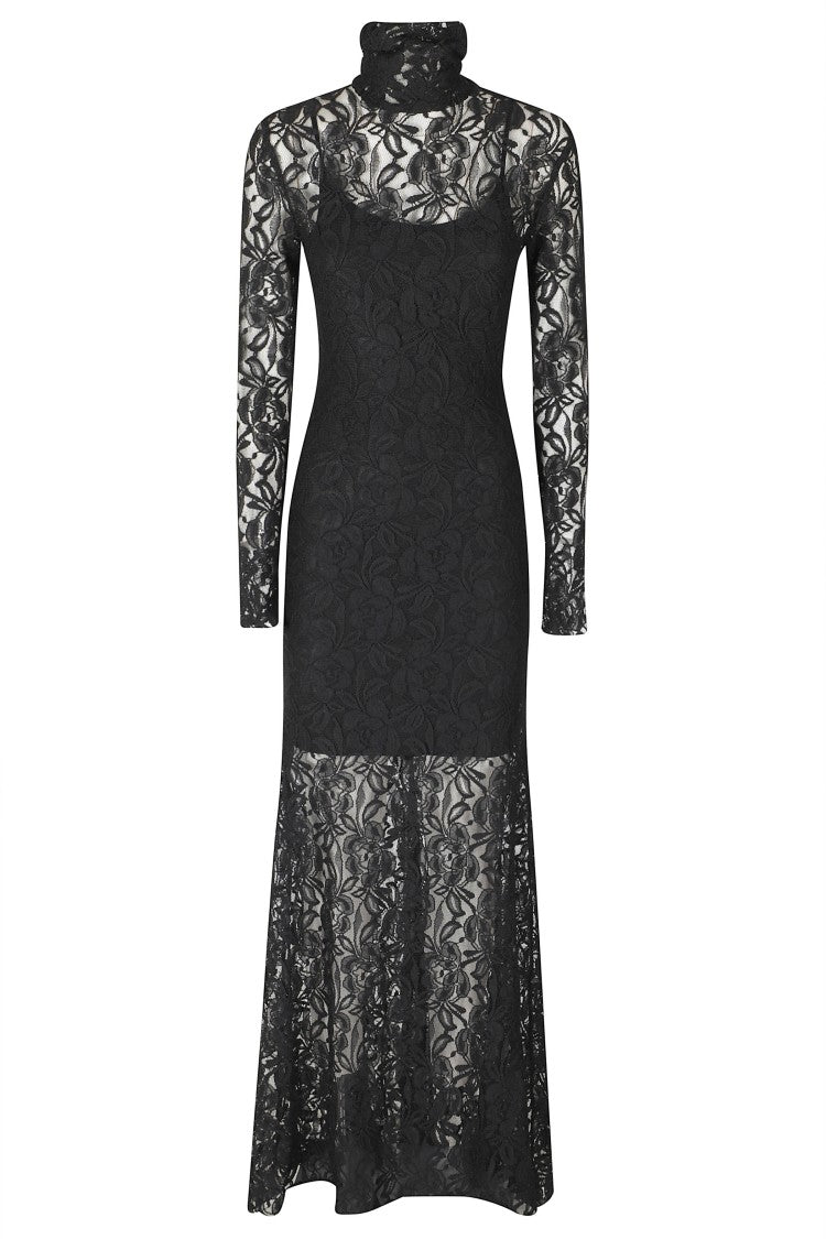 Alessandro Legora Black Floral Lace Jersey Maxi Dress