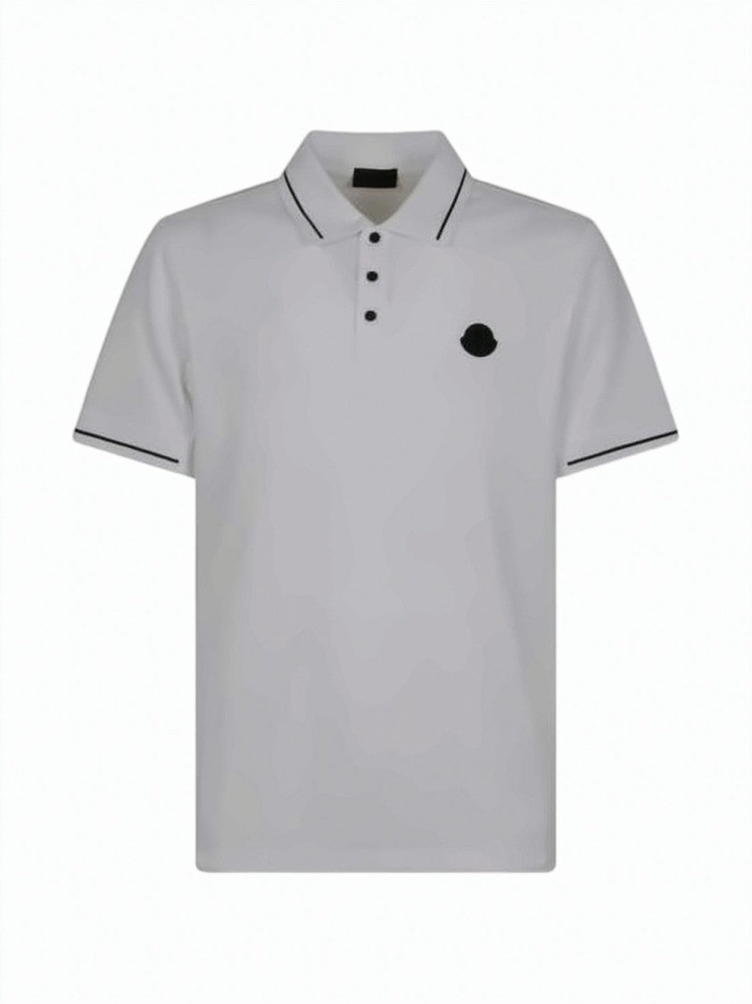 Moncler Short-Sleeve Polo Shirt With Structured Collar And Emblem Detail
